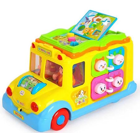 ARCADE TOYS Multi Activity School Bus with Light & Music-And Shape Sorters - Multicolor
