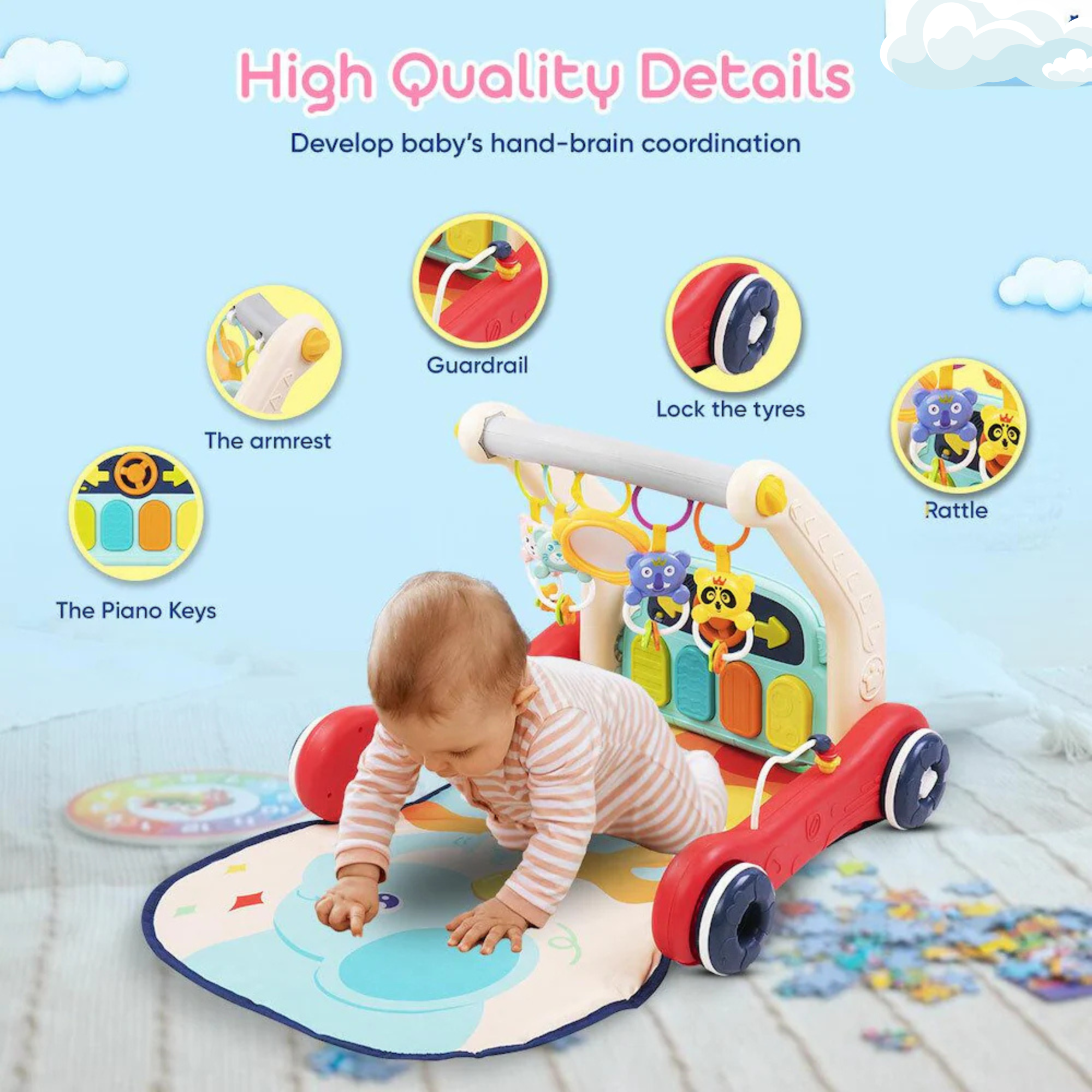3-in-1 Piano Play Gym Walker