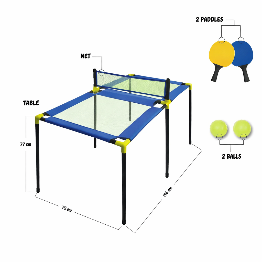 Portable Table Tennis Set for Kids – Mini Indoor Ping Pong Table with Net, Paddles & Balls